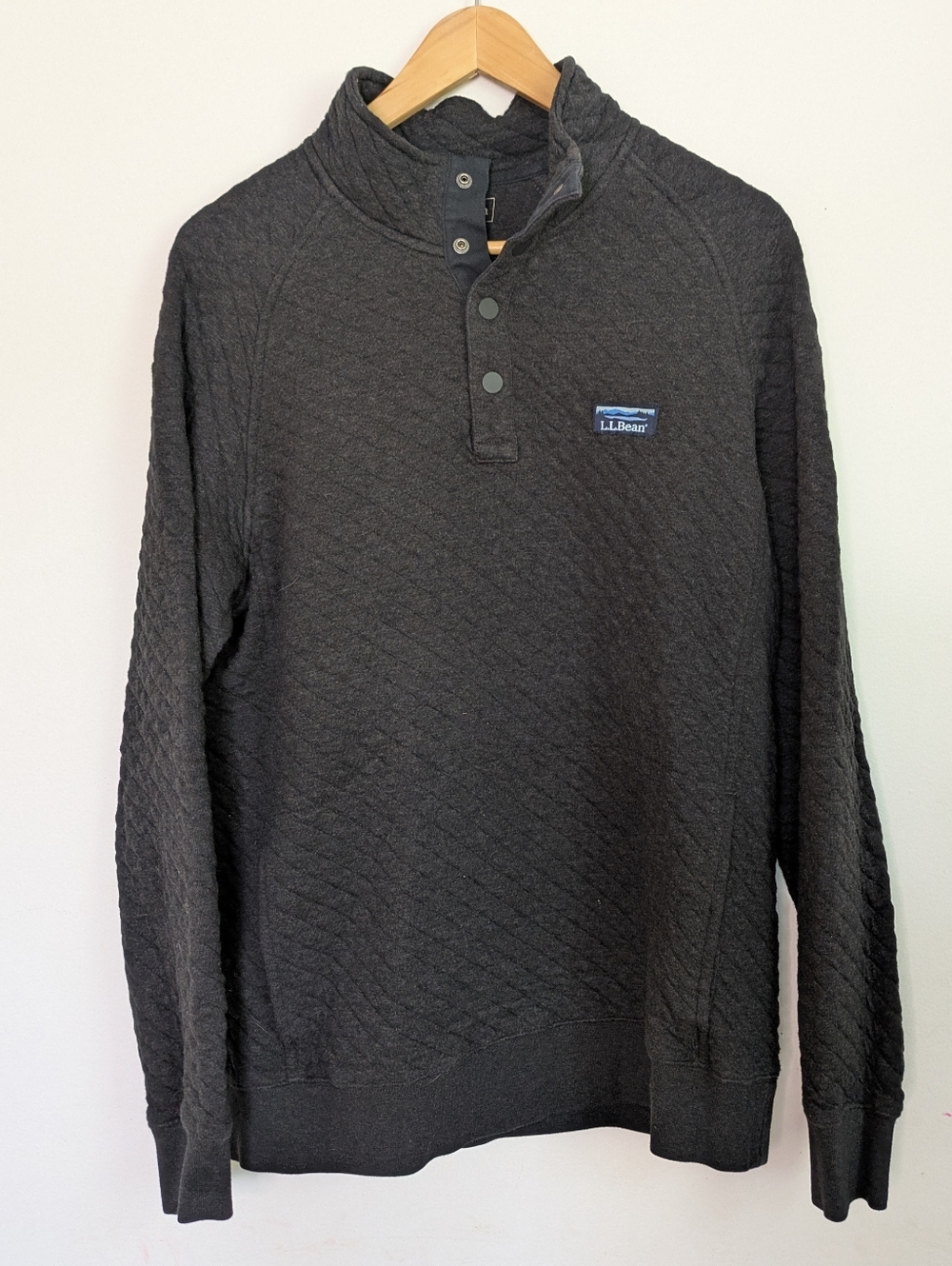 L.L. Bean Men's Quilted Zip Pullover - Navy/Charcoal Medium